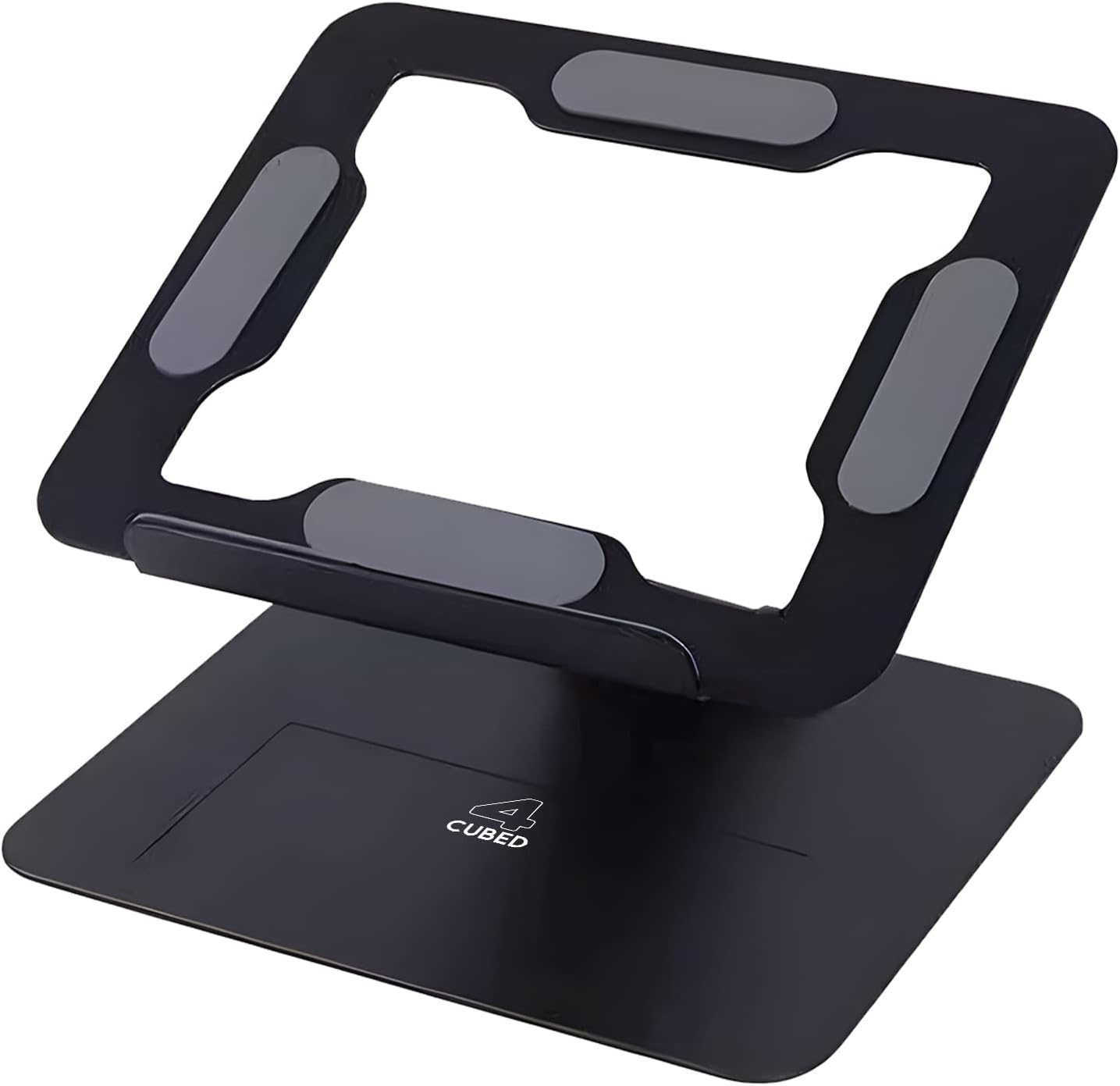 4 Cubed Portable Laptop Stand, Adjustable Laptop Riser and Holder with Heat Vent, Ventilated Notebook Riser, Ergonomic Design, Compatible with All Laptops (Black)