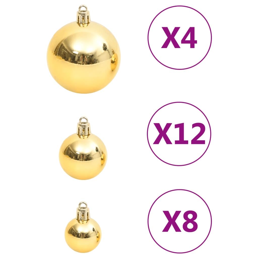 Juego de Bolas de Navidad 111 pzas poliestireno Dorado Bolas Arbol Navidad