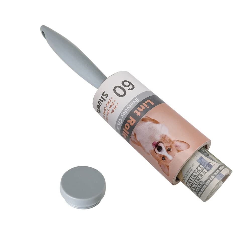 Keep Your Secret- Lint Roller for Diversion Safe-Hidden Compartment for Keys, Cash and Valuables(Dog)