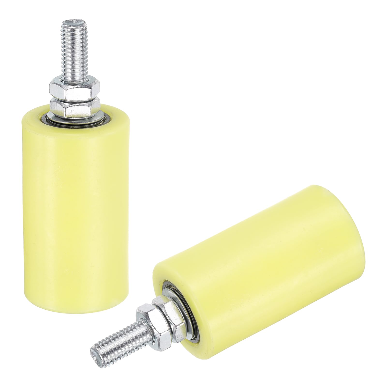 sourcing map 2Pcs Slide Gate Guide Roller, 3" Nylon Rollers Gate Support Assembly, Universal Sealed Ball Bearing Rolling Gate Guider for Sliding Door, Yellow