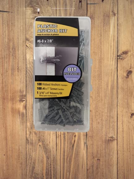 Miniatura 6 de Kit de anclaje de plástico para paneles de yeso, incluye 100 anclajes de plástico (78 pulgadas), 100 tornillos Phillip (1 pulgada) y 1 broca de