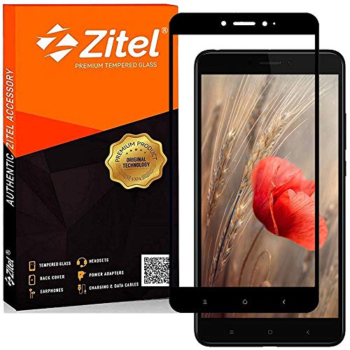 Image of Zitel Tempered Glass Screen Protector for Redmi Mi Max 2 / Mi max (Black) Edge to Edge Full Screen Coverage with Easy Installation Kit