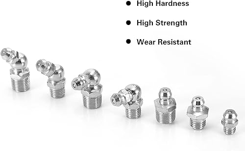 Miniatura 7 de Kit de boquilla de grasa, kit surtido de accesorios de grasa, 45 piezas M6M8M10 de metal de latón Zerk, montaje de pezón, hierro niquelado para