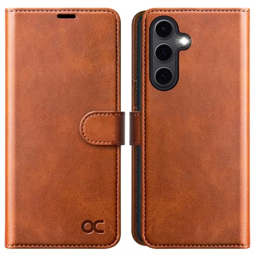 OCASE Compatible with Samsung Galaxy S24 FE Wallet Case, PU Leather Flip Folio Case with Card Holders RFID Blocking Kickstand [Shockproof TPU Inner Shell] Phone Cover 2024 - Brown