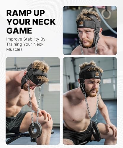 Image of DMoose Fitness Neck Harness for Weight Lifting - Soft Padded Head & Chin Strap with 30 inch Heavy Duty Steel Chain - Neck Exerciser, Trainer & Strengthener to Support Injury Recovery and Intense Workouts