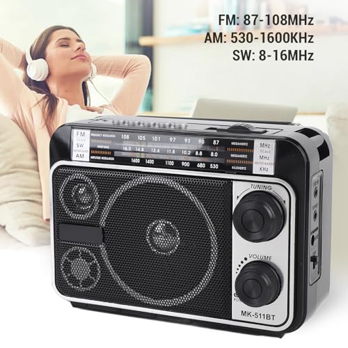 Radio portátil AM FM con Bluetooth y diseño retro miniatura 2
