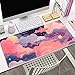 Cute Desk Mat Kawaii Clouds Pink Purple Desk Pad Anime XXL Large Mouse Pad Big Full Desk Gaming Mousepad Laptop Computer Keyboard Mouse Mat 31.5''X 15.7'' Cute Desk Decor Accessories