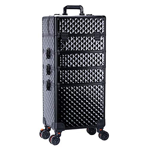 Kosmetikkoffer, Professioneller Make-Up Koffer, 3-In-1 Schminkkoffer Für Reisen, Großer Trolley Für Friseure Mit 360…