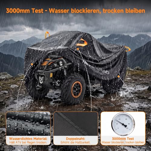 NEVERLAND XXXL Quad Abdeckplane 256x110x120cm Orange Wasserdicht UV-Schutz – Ansicht 7