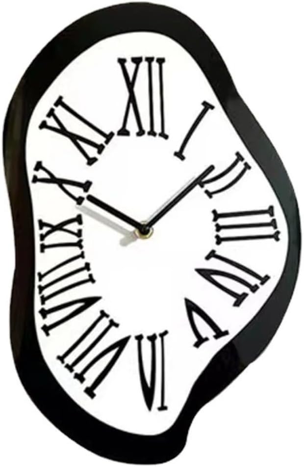 Ulalaza Home Vintage Table Clock Silent Melting Clock Surrealism Dripping Funny Creative Gift Shelf Small Rustic Metal with Roman Numerals for Home Kitchen Office Desk Table