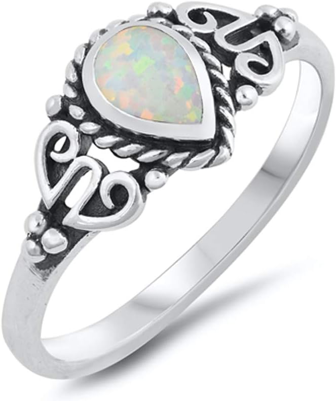 CHOOSE YOUR COLOR Sterling Silver Teardrop Ring