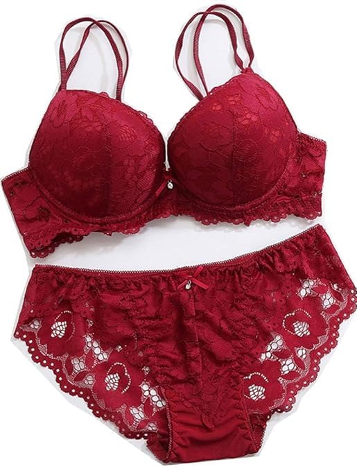 Women’s Floral Lace Bra and Panty Set, Underwired Push-up Multicolor