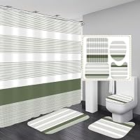 Duschvorhang-Set Mit Blauen Blättern – Inkl. Badematte, WC-Deckel & Teppich (wasserabweisend)