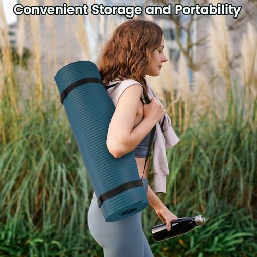 Image of BalanceFrom GoYoga All-Purpose 1 /2-Inch Extra Thick High Density Anti-Tear Exercise Yoga Mat with Carrying Strap