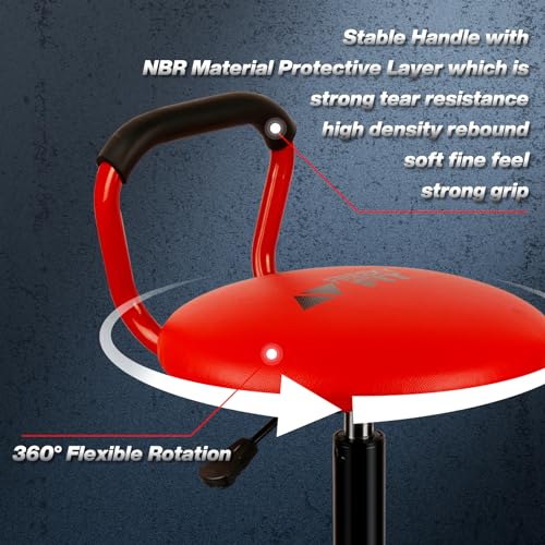 Image of Garage Stool, Adjustable Height Swivel Work Mechanic Shop Stool with Backrest, Pneumatic Shop Chair for Home, Workshop, 300 LBS Capacity, 360 Rotation, Heavy Duty, Red