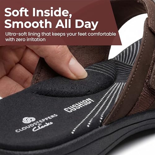 Image of Clarks Womens Breeze Sea Flip-Flop Sandals - Comfortable Flip Flop with Adjustable Hook and Arch Support - Casual Summer Wearing Cloudsteppers for Everyday
