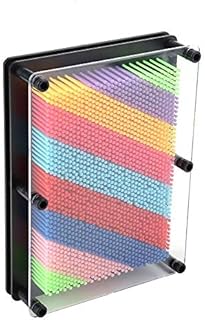 Plastic Pin Art 3D Pin Sculpture, Multicolor Pin Impression Toy Pin Hand Mold Art Board 3D Art Sculpture for Home Office Desktop, 4.9x3.7x2.2inch