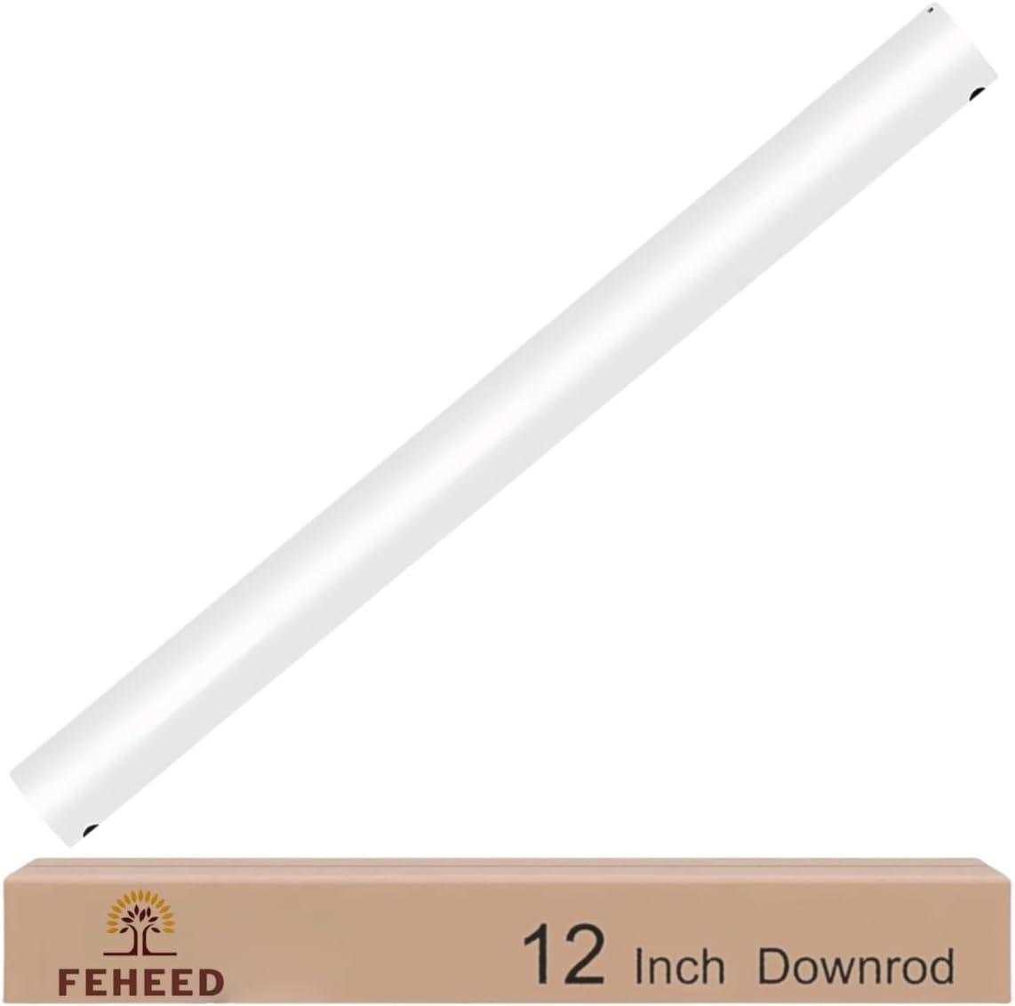 12 Inch Ceiling Fan Downrod, 1" Diameter White Ceiling Fan Extension Rod (No Threads),Universal Down Rods for Ceiling Fans,Easy Installation