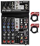 Peavey PV 6BT PV6BT Mixer, 2 Mic In, Bluetooth/USB/Compressor/FX+(2) XLR Cables