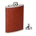 GDLF Men Hip Flask, Stainless Steel Flask, Brown Leather Pocket Drinking Flask for Storing Whiskey Alcohol Liquor, 8 oz