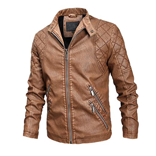 Herren Winter Lederjacke Biker Motorrad Reißverschluss Langarm Mantel männer übergangsjacke Outdoorjacke Kölner Karneval Halloween Weihnachten