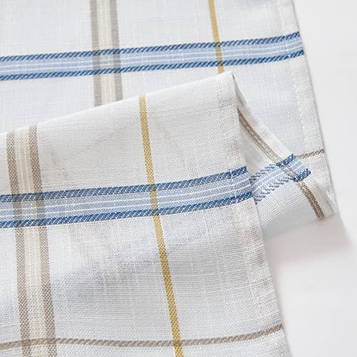 Jinchan Check Kitchen Curtains 24 Inch Buffalo Plaid Sheer Tier Curtains Gingham Checkered Cafe Curtains Classic Farmhouse Woven Drapes For Living Room Rv Blue And Taupe Striped On Off White 2 Panels #TOP7