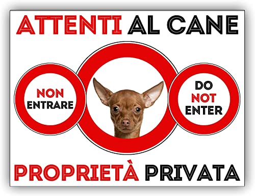 2 Cartelli PVC "ATTENTI Al Cane" 16x16 Cm - Rettangolare Con 4 Fori Per Appensione