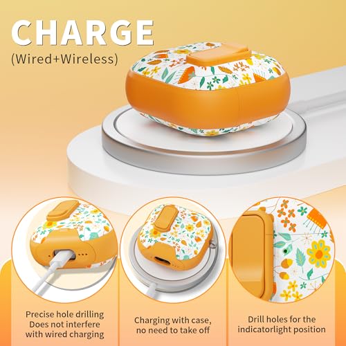 Image of for AirPods 4 Case with Safty Lock & Phone Stand,Cute Floral Pattern Style