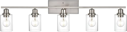 Miniatura 31 de VINLUZ Lámpara de tocador negra mate para baño, 3 luces de casa de campo, interiores, accesorios de iluminación sobre espejo con pantalla de vidrio