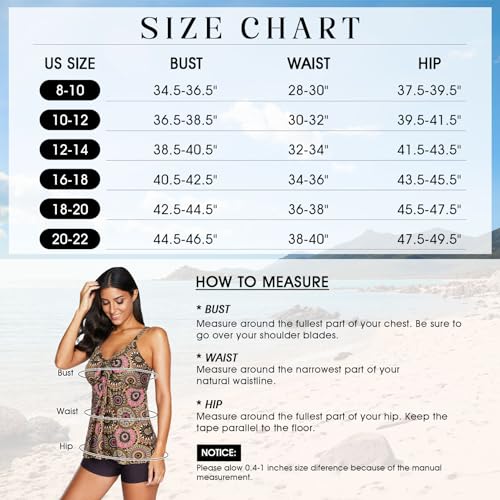 Century Star Women'S Athletic Two-Piece Swimsuits Floral Print Bathing Suits For Women Tummy Control Swimwear A1 Floral Coffee 10-12 thumb #6