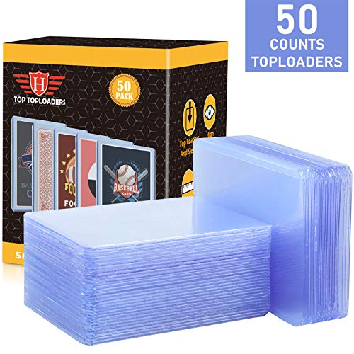 50 Counts Top Loaders Trading Card Sleeves, Penny Sleeves Thick Plastic Toploaders, Trading Card Sleeves Holder Fit for Baseball Card, Sports Cards, MTG, Yugioh, Pokemon Card