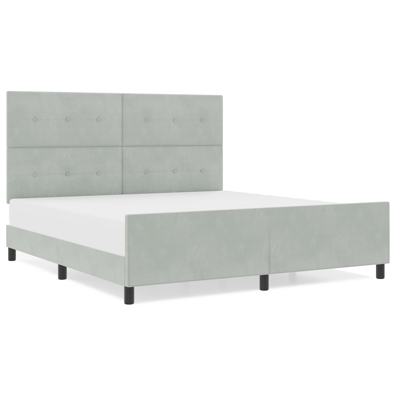 Bettgestell Hellgrau 180x200 cm, Modernes Samt upholstered Doppelbett, bedframe mit headboard und Platform für Bedroom