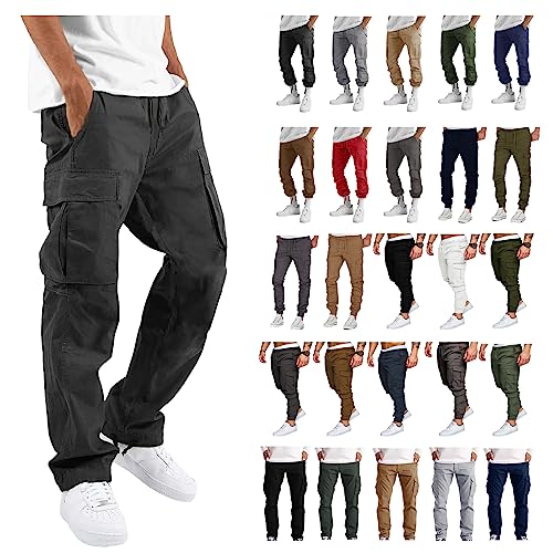 Cargo Pants For Men Relaxed Fit Stretch Lightweight Sweatpants For Men Multi Pockets Straight-Fit Hiking Work Pants Trousers Tactical Pants Casual Athletic Sports Joggers (A8-Dark Gray,Xx-Large) #TOP28