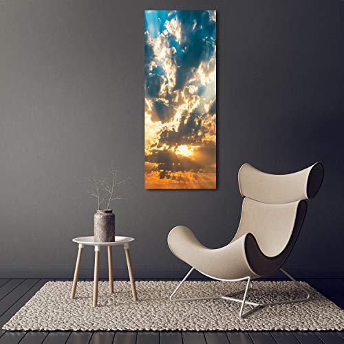 Paysage Nuages dans le Ciel Jaune : Tableau Déco Mural Verre Acrylique 50x125