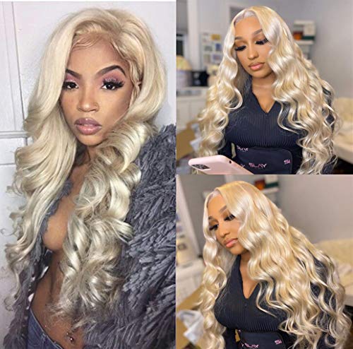 9A 613 Blonde Bundles with Closure Brazilian Body Wave 3 Bundles with Closure 613 Human Hair Bundles with PU Silk Base Closure Fake Scalp Human Hair With Closure(16 18 20+14,613#)