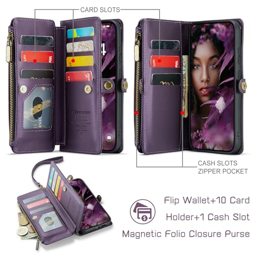 Defencase for Galaxy S26 Plus/S26+ Case Wallet with RFID Blocking Card Holder for Women Men, Elegant Leather Magnetic Snap Flip Strap Zipper Wallet Phone Cases for Samsung Galaxy S26 Plus 6.7", Purple by Defencase - Image 3
