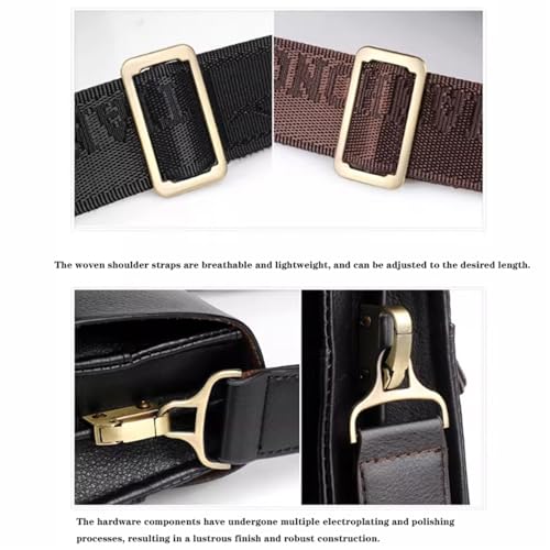 Messenger Bag, Leather, Business Crossbody Shoulder Travel Bag with Strap, Square, Travel Work Purse, for Men's Women3