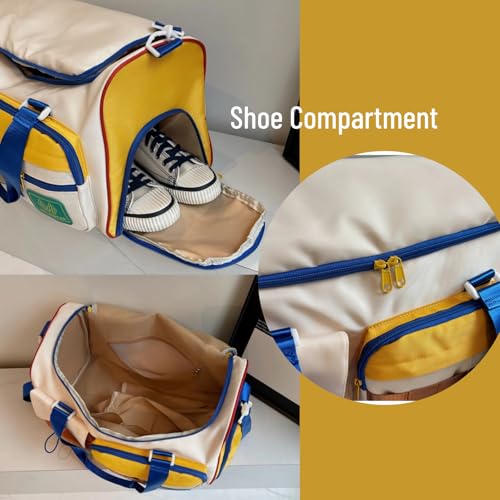 Gym Bag Travel Duffel Carry On Bag for Women Sports Waterproof Lightweight with Shoe Compartment Large Tote Bag (Brown)3