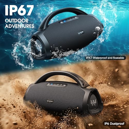 Image of W-KING 300W Max Portable Speakers Bluetooth Wireless Loudest, IPX7 Waterproof Bluetooth Speaker Large, 40Hz Massive Bass Outdoor Party Boombox with Subwoofer 7.5 inch /EQ APP /5-Drives /BT 5.4 (Blue)