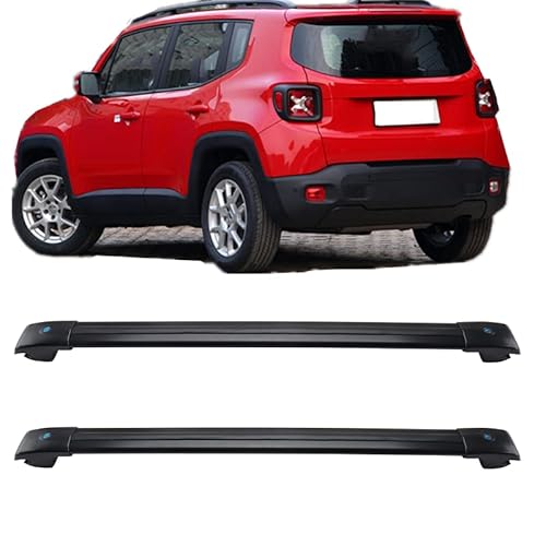 MotorFansClub Roof Rack Cross Bars Fit for Compatible with Jeep Renegade 2015 2016 2017 2018, Aluminum Luggage Rack Crossbars Cargo Roof top Bag Carrier Carrying Bike Kayak Canoe