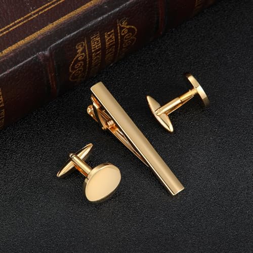 Image of GWD Cufflinks and Tie Clip Set Personalized Cuff Links Business Wedding
