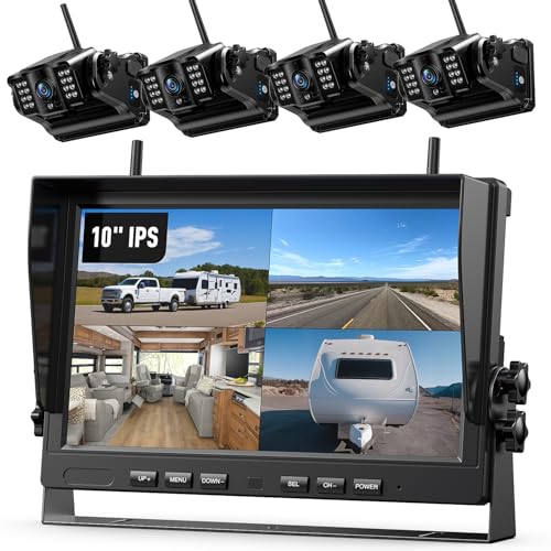 Image of eRapta 4 Wireless Backup Camera Magnetic: 10.1 inch IPS Full-Size DVR Monitor, Install-Free RV Camera System with IR Night Vision, Built-in 9600mAh Battery for RV /Camper /Truck /Trailer /Tractor ACT104