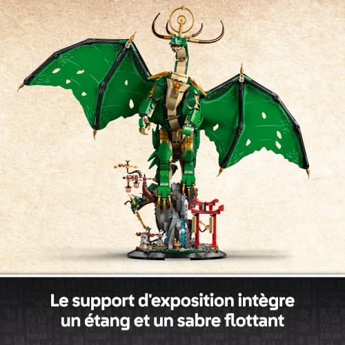 LEGO Ninjago Le Dragon Gardien - Maquette de Figurine de Dragon Articulée - Minifigurine de Maître WU & Présentoir Pittoresque Imitation Roche - Cadeau pour Garçon dès 14 Ans 71847