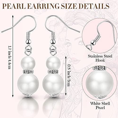 Junkin Fake Pearls Necklace Earrings Bracelet Set for Women 1920s Simulated Faux Pearls Accessories Vintage Jewelry for Valentine Wedding Costume3