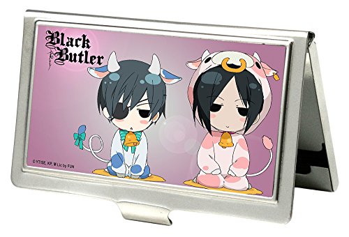 Buckle-Down Business Card Holder - BLACK BUTLER/Chibi Ciel & Sabastian Cows Pink - Small