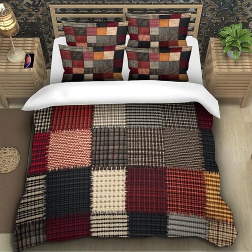 Housse de Couette 3D 135x200cm Microfibre avec Motif Textile Moderne