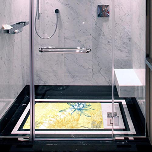 Tapis de douche antidérapant baignoire ventouses perforé nénuphar design