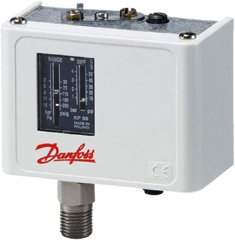 OCEAN STAR :- Danfoss KP-35 Pressure Switch, R:-0.2 to 7.5 BAR, D:0.7 to 4 BAR, IP 30 for Water Pump