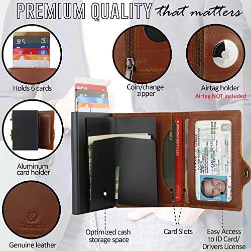 RFID Blocking Genuine Minimalist Leather Airtags Wallets for men and women With Zipper pocket with 10 Slot Credit Cards2
