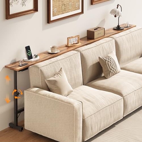 Lanynne 2 Pack 79' Behind Couch Table with Adjustable Height Narrow Console Sofa Table with 2 Power...
